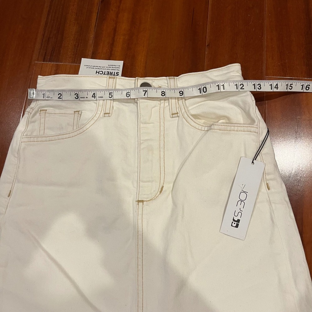 Joe's Denim Maxi Skirt Jean Solid Milk White Raw Hem Front Slit New Size 23 - Picture 7 of 10